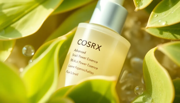 COSRX Advanced Snail 96 Mucin Power Essence avec éléments naturels soulignant son hydratation